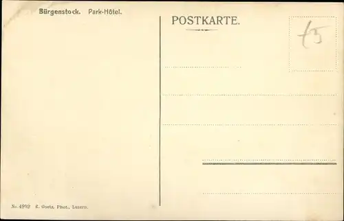 Ak Bürgenstock Kt. Nidwalden, Park Hôtel und Umgebung