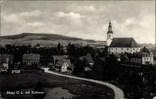 Ak Eibau Kottmar in der Oberlausitz, Teilansicht vom Ort mit Kirche