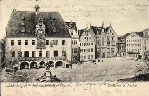 Ak Heilbronn in Baden Württemberg, Marktplatz mit Rathaus und Ratskeller