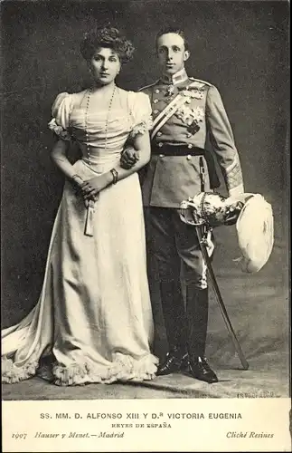 Ak SS. MM. D. Alfonso XIII y Dona Victoria Eugenia, Victoria Eugénie von Battenberg