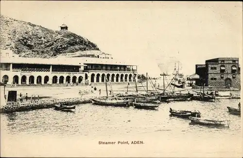 Ak Aden Jemen, Steamer Point, Blick auf den Hafen 