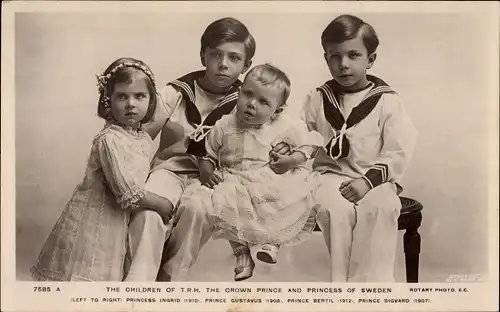 Ak The Children of TRH the Crown Prince and Princess of Sweden, Kinder Gustav Adolf V.