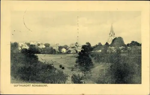 Ak Rengsdorf in Rheinland Pfalz, Panoramablick über umliegende Wiesen auf die Ortschaft