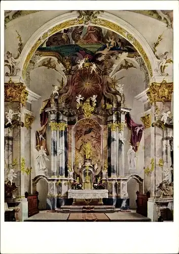 Ak Haigerloch im Zollernalbkreis, Chorraum der St. Anna Wallfahrtskirche, Hochaltar, Gnadenbild