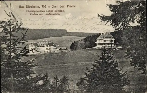 Ak Bad Dürrheim im Schwarzwald Baar Kreis, Waldblick auf das Kurheim und die Umgebung