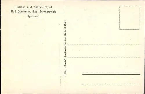 Ak Bad Dürrheim im Schwarzwald Baar Kreis, Innenansicht vom Kurhaus und Salinen Hotel, Speisesaal