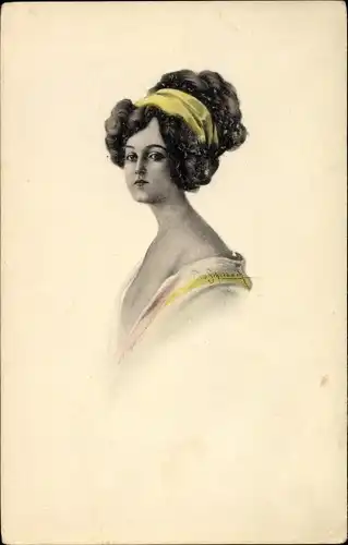Künstler Ak Schilbach, Otto, Portrait einer jungen Frau, Gelbes Haarband