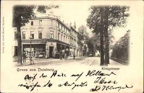 Ak Duisburg im Ruhrgebiet, Partie auf der Königstraße, Geschäft Albert Monjel