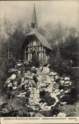 Ak Mannheim in Baden Württemberg, Jubiläumsausstellung, Schwarzwaldlandschaft, Kapelle, 1907