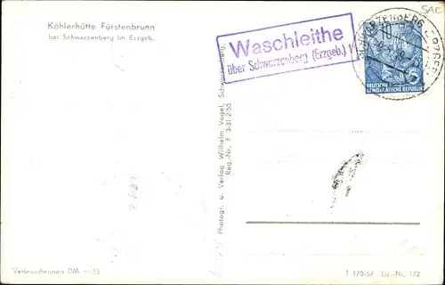 Ak Waschleithe Grünhain Beierfeld Sachsen, Köhlerhütte Fürstenbrunn, Terrasse