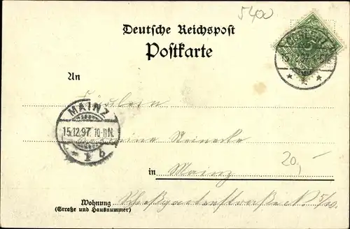 Litho Koblenz in Rheinland Pfalz, Provinzial Denkmal Kaiser Wilhelm I., Dampfer