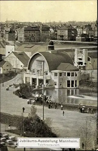 Ak Mannheim, Jubiläumsausstellung 1907, Teichrestaurant, Ausstellungsgelände