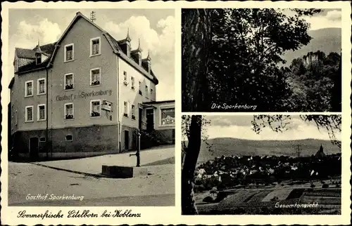 Ak Eitelborn Rheinland Pfalz, Gasthof zur Sporkenburg v. Fritz Knopp, Ruine, Gesamtansicht