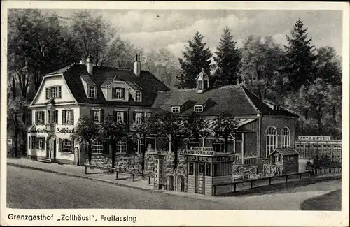Künstler Ak Freilassing Berchtesgadener Land Oberbayern, Grenzgasthof Zollhäusl, Inh. J. u. E. Ernst