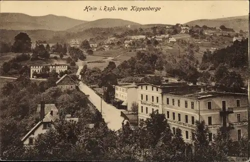 Ak Przesieka Hain Podgórzyn Giersdorf Riesengebirge Schlesien, Blick vom Kippenberge,Hotel zur Kippe