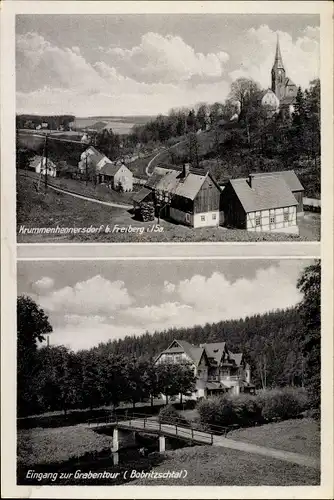 Ak Freiberg im Kreis Mittelsachsen, Krummenhennersdorf, Eingang zur Grabentour, Bobritzschtal
