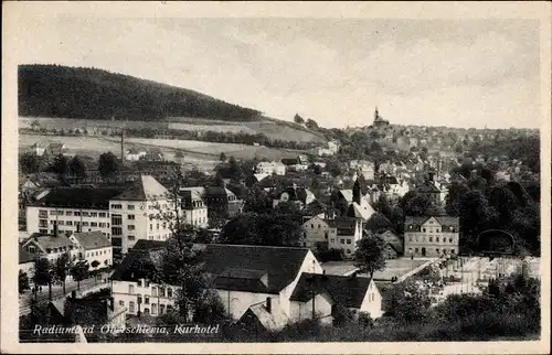 Ak Oberschlema Bad Schlema im Erzgebirge Sachsen, Blick auf den Ort, Kurhotel