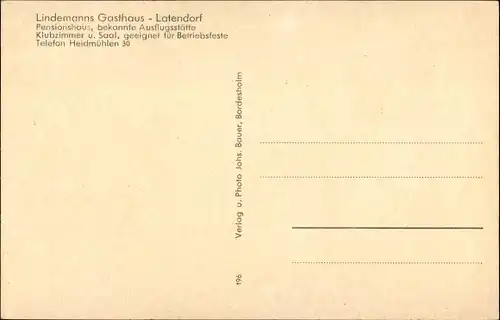 Ak Latendorf in Schleswig Holstein, Lindemanns Gasthaus, Erholungsort der Segeberger Heide