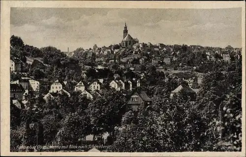 Ak Oberschlema Bad Schlema im Erzgebirge Sachsen, Ort mit Blick nach Schneeberg