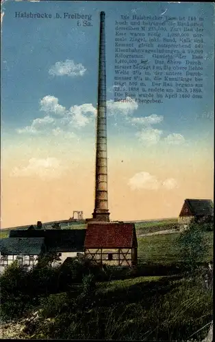 Ak Halsbrücke in Sachsen, Hohe Esse, Schornstein und Umgebung