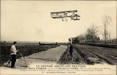 Ak Le Premier Aéroplane Pratique, Henry Farman, Aéroplane Voisin, Flugzeug, Pilot, Flugpionier