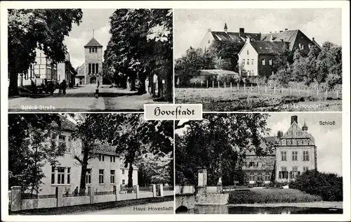 Ak Hovestadt Lippetal in Nordrhein Westfalen, Schlossstraße, St. Ida Hospital,Haus Hovestadt,Schloss