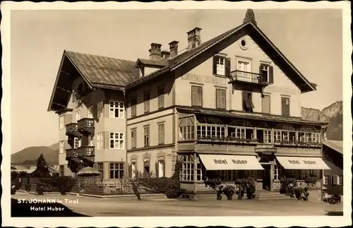 Ak St. Johann in Tirol, Hotel Huber, Außenansicht