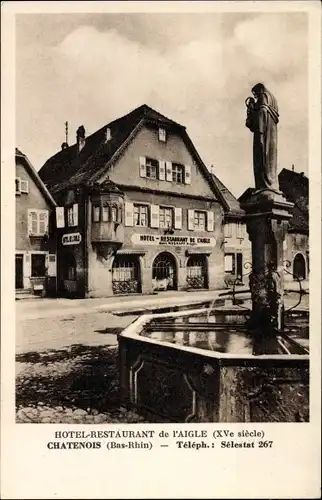 Ak Châtenois Kestenholz Elsass Bas Rhin, Hotel Restaurant de l'Aigle, Propr. Henri Rugraff