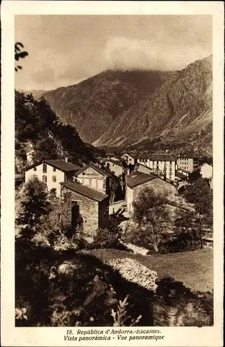 Ak Escaldes Engordany Andorra, Vue panoramique, Ortschaft mit Landschaftsblick