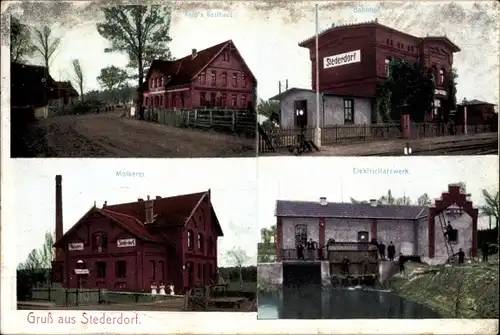Ak Stederdorf Peine in Niedersachsen, Knop's Gasthaus, Bahnhof, Molkerei, Elektrizitätswerk
