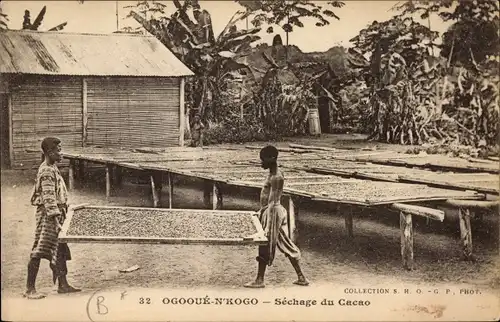 Ak Ogooué N'Kogo Gabun, Séchage du Cacao, Kakaotrocknung