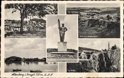 Ak Altenberg im Osterzgebirge, Teilansicht vom Ort, Denkmal, Galgenteich, Die Binge