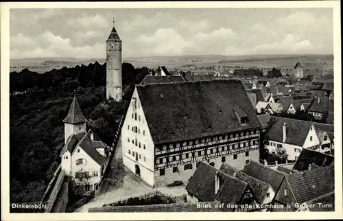 Ak Dinkelsbühl im Kreis Ansbach Mittelfranken, Blick auf das alte Kornhaus und Grüner Turm