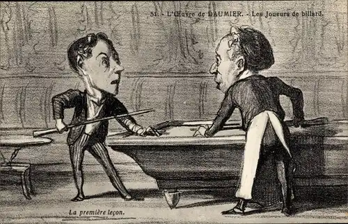 Künstler Ak L'Oeuvre de Honoré Daumier, Les joueurs de billard