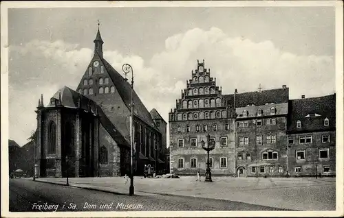 Ak Freiberg im Kreis Mittelsachsen, Partie am Dom und Museum