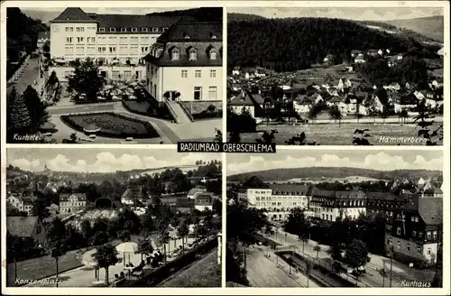 Ak Oberschlema Bad Schlema im Erzgebirge Sachsen, Kurhotel, Hammerberg, Konzertplatz, Kurhaus