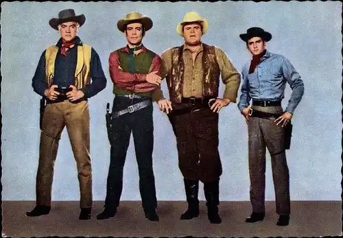 Ak Schauspieler Lorne Greene, Pernell Roberts, Dan Blocker, Michael Landon, Bonanza, Cartwright