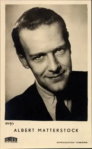 Ak Schauspieler Albert Matterstock, Portrait, Anzug, Krawatte