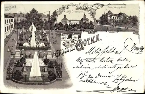 Litho Gotha im Thüringer Becken, Schlossberg, Schloss Friedenstein, Landgericht