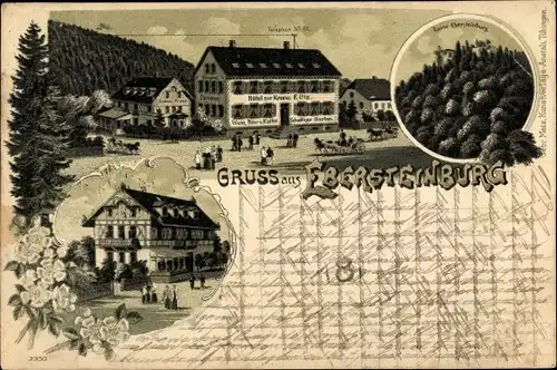 Litho Ebersteinburg Baden Baden im Stadtkreis Baden Württemberg, Hotel zur Krone, Inh. F. Utz