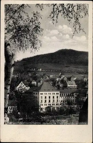 Ak Oberschlema Bad Schlema im Erzgebirge Sachsen, Kurhotel, im Hintergrund der Gleesberg