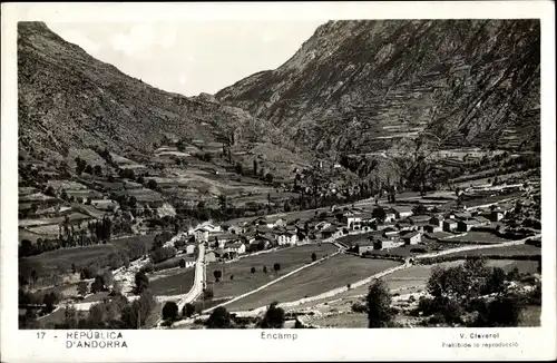 Ak Encamp Andorra, Blick auf Ortschaft und Umgebung