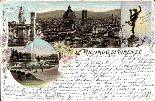 Litho Firenze Florenz Toscana, Dante Alghieri, Mercurio di Gian Bologna, La Vasca