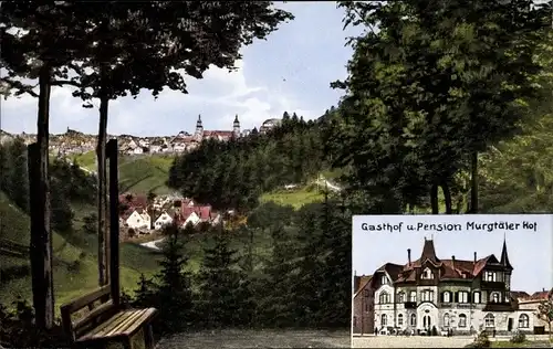 Ak Freudenstadt im Nordschwarzwald, Blick vom Christophtal zu Ort, Gasthof und Pension Murgtäler Hof