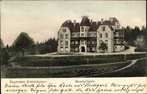 Ak Schledehausen Bissendorf in Niedersachsen, Blick auf Hauptgebäude vom Sanatorium