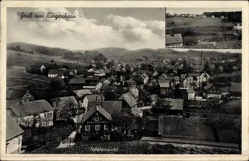 Ak Ringenhain Steinigtwolmsdorf in der Oberlausitz, Totalansicht von der Ortschaft, Siedlung