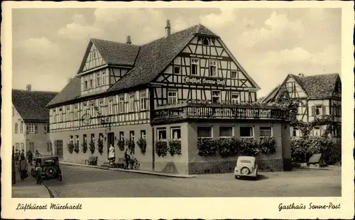 Ak Murrhardt in Baden Württemberg, Straßenpartie am Gasthaus Sonne Post