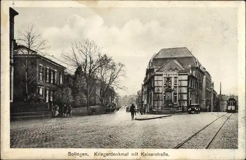 Ak Solingen in Nordrhein Westfalen, Partie an der Kaiserstraße mit Kriegerdenkmal