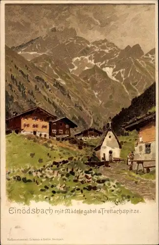 Künstler Litho Strützel, Otto, Einödsbach Oberstdorf im Oberallgäu, Mädelegabel, Trettachspitze