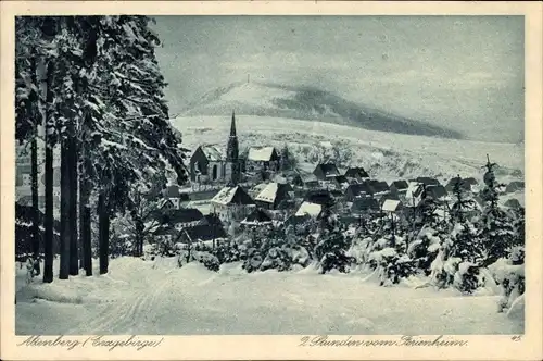 Ak Altenberg im Osterzgebirge, Blick auf den Ort mit Umgebung im Winter